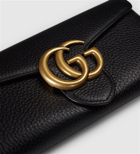 gucci black marmont flat leather wallet|Gucci Marmont continental wallet.